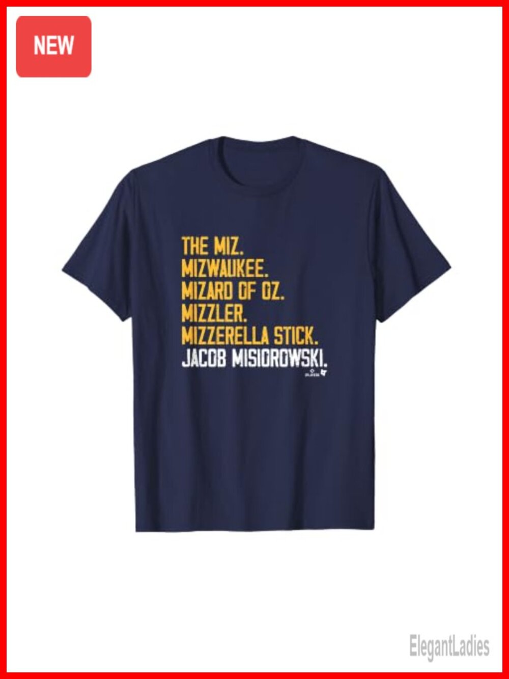 Officially Licensed Milwaukee Baseball Nicknames Graphic T-Shirt Short Sleeve